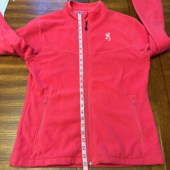 Browning Hot Pink Fleece Full Zip Jacket Buckmark Logo Size XL - Picture 5 of 11